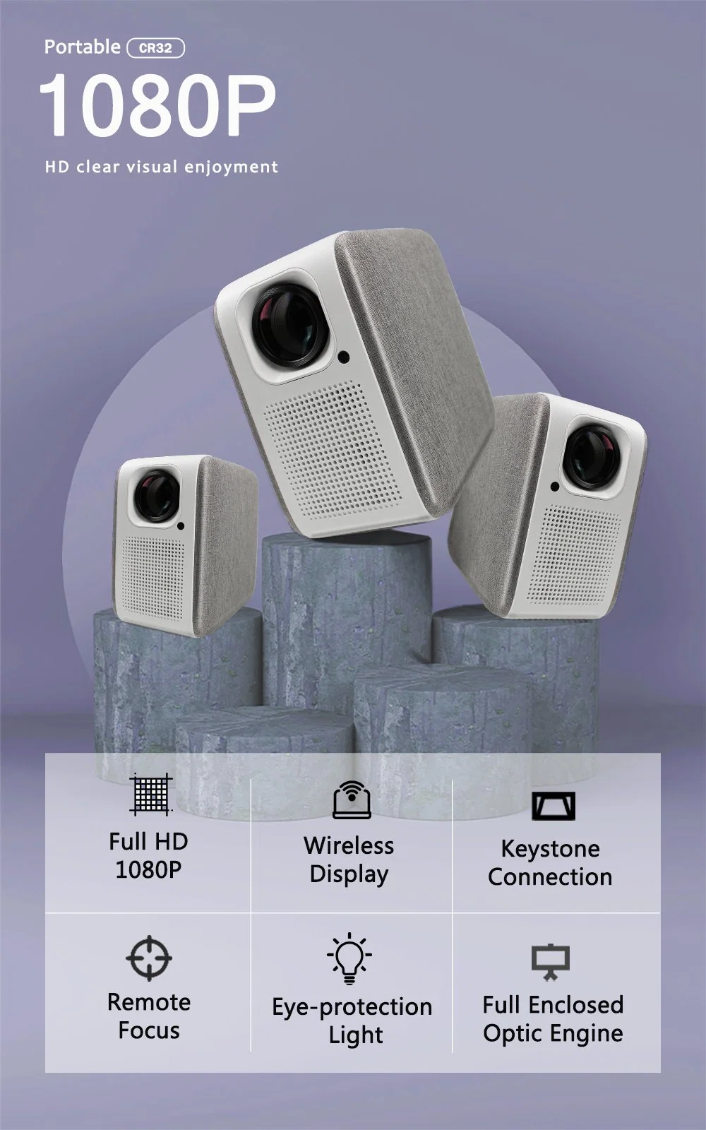 2022 Amazon Brand OEM Smart Mini Projector LED 1080P Portable Video Projectors 4K Wholesale Manufacturer